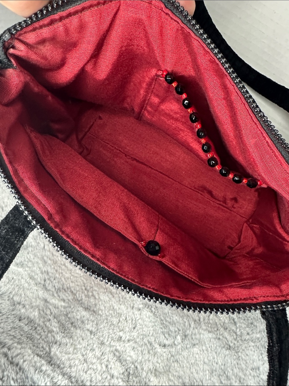 Bonnie Martin Vintage Black Velvet Poppy Flower Shoulder Tote Bag Wearable Art - Picture 5 of 10